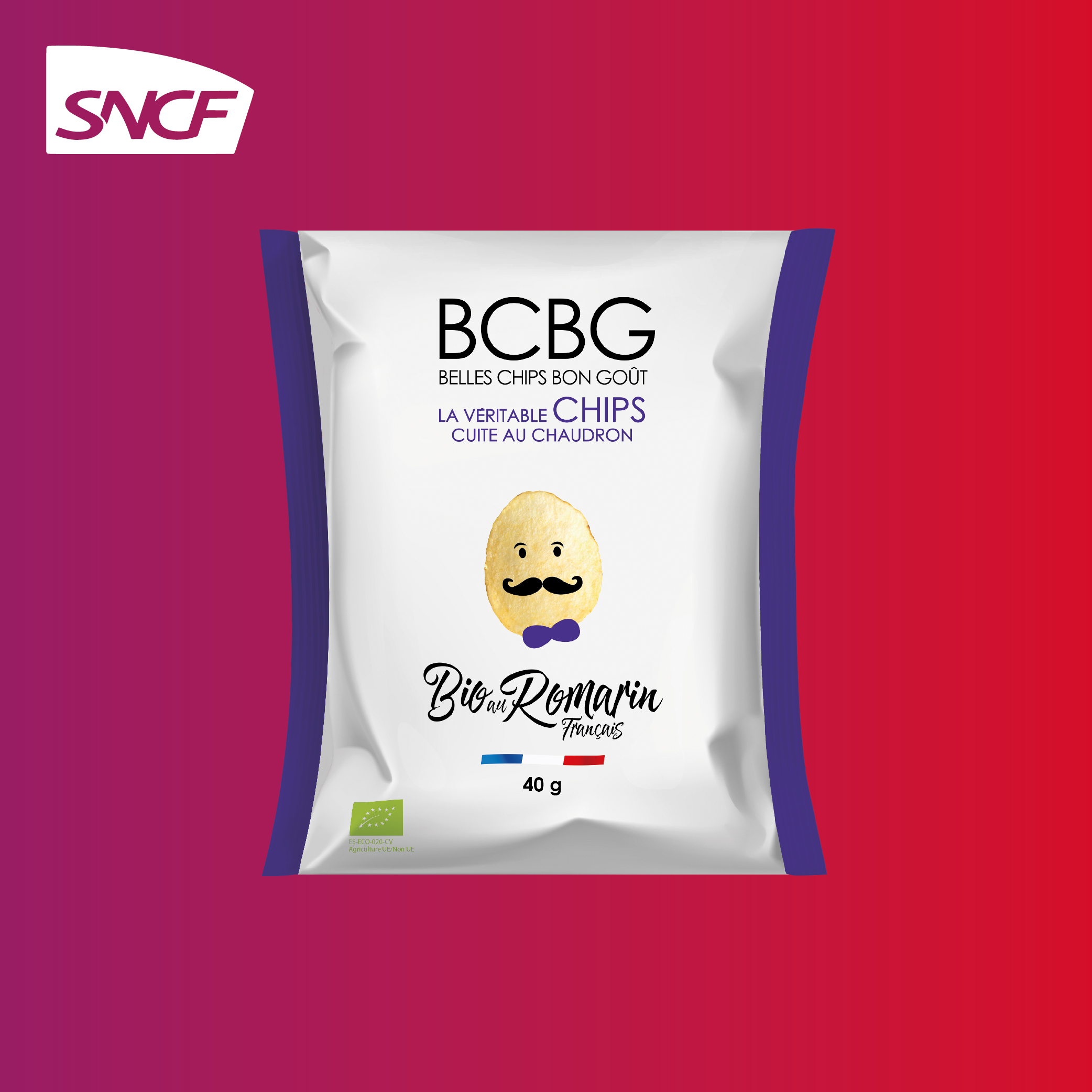 PACKAGING CHIPS BCBG ROMARIN BIO POUR LA SNCF